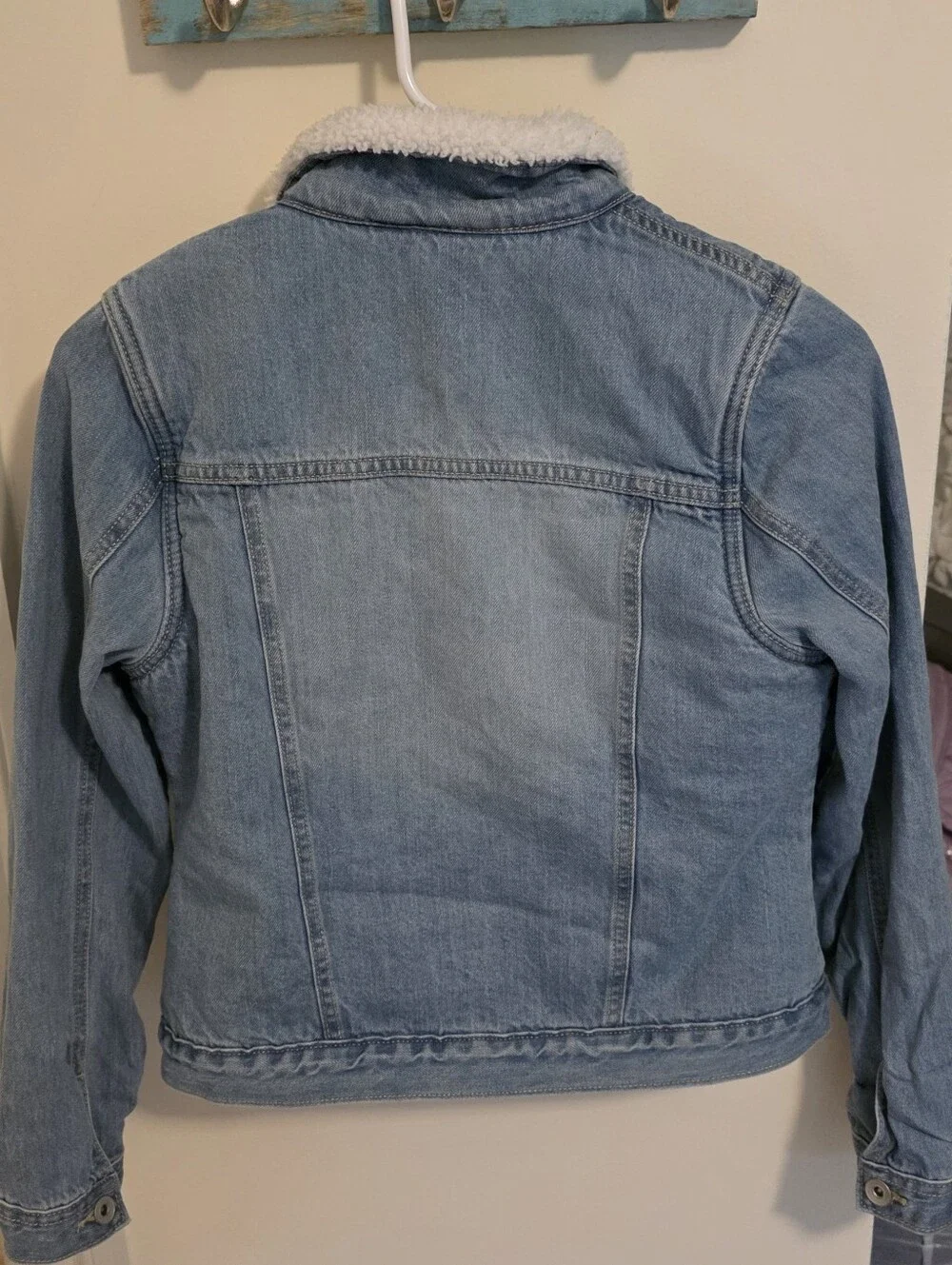 The Children's Place Light Wash Denim Sherpa Jacket - White Lining